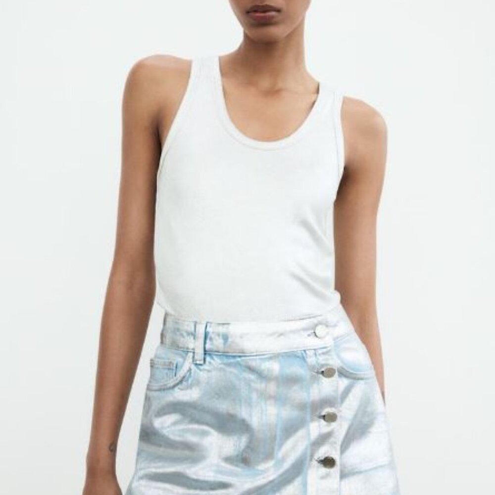 SOLD - Zara Foil Denim Skort - Picture 3 of 4